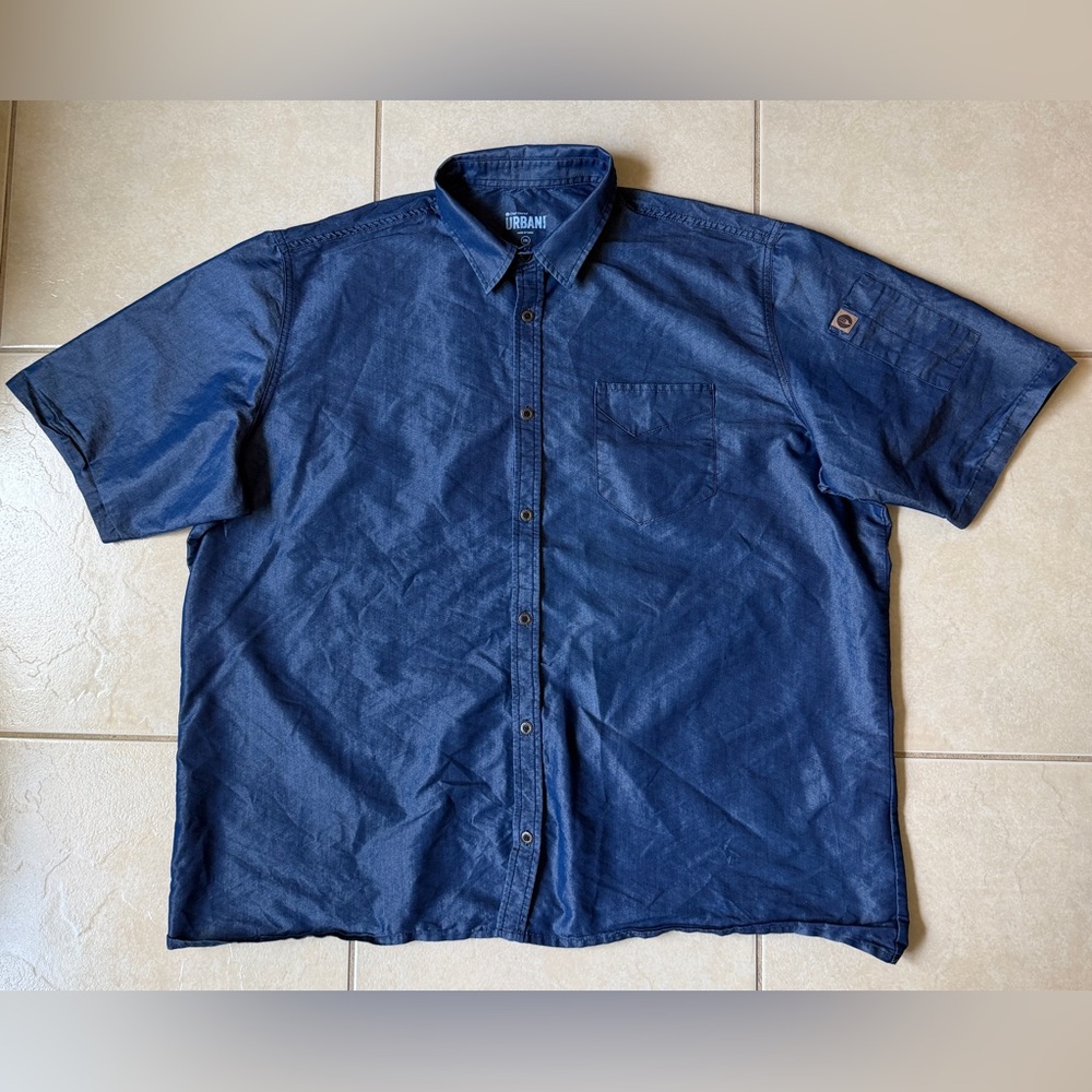 New Chef Works Urban Collection Denim Short Sleeve Button Shirt Men's 2XL Blue